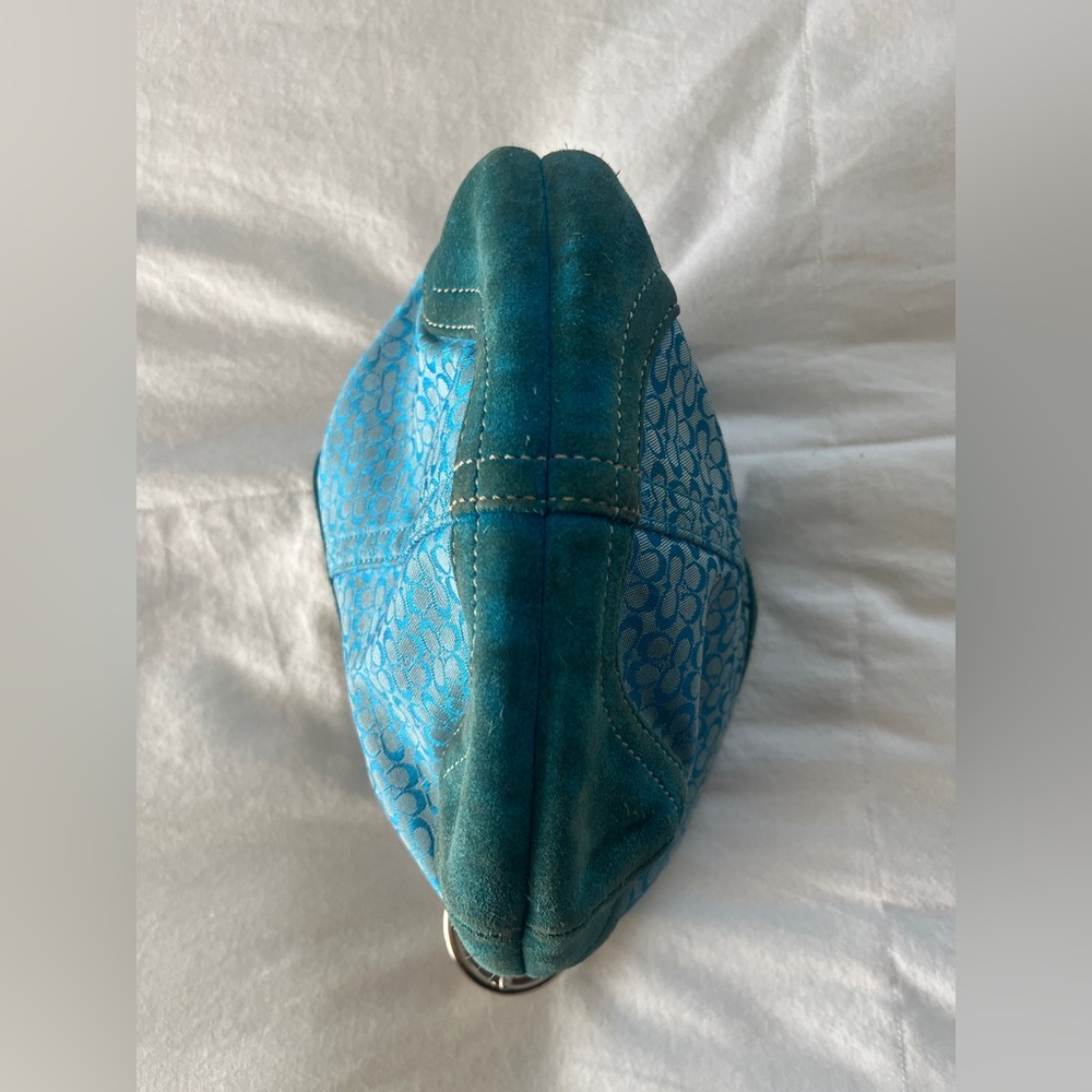 Coach Y2k Soho signature jacquard Blue canvas and suede mini hobo Bag - Picture 7 of 11